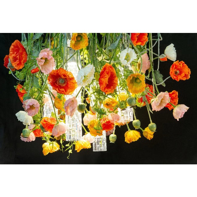 Murano Glass & Artificial Poppy Flower Power Ceiling Lamp from VGnewtrend For Sale - Image 4 of 5