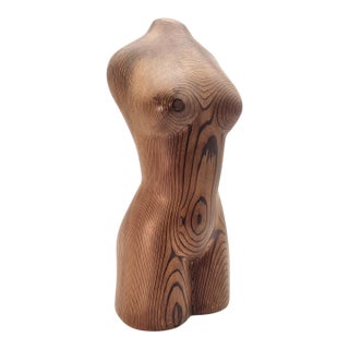 Robert Buckland Carved Wood Female Torso Sculpture, American Studio Art, 20.5" For Sale