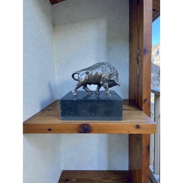 Bronze Bison Sculpture Period: 1920s Origin: France Material: Bronze and marble Height: 11 cm | 4.33 in Width: 11 cm |...