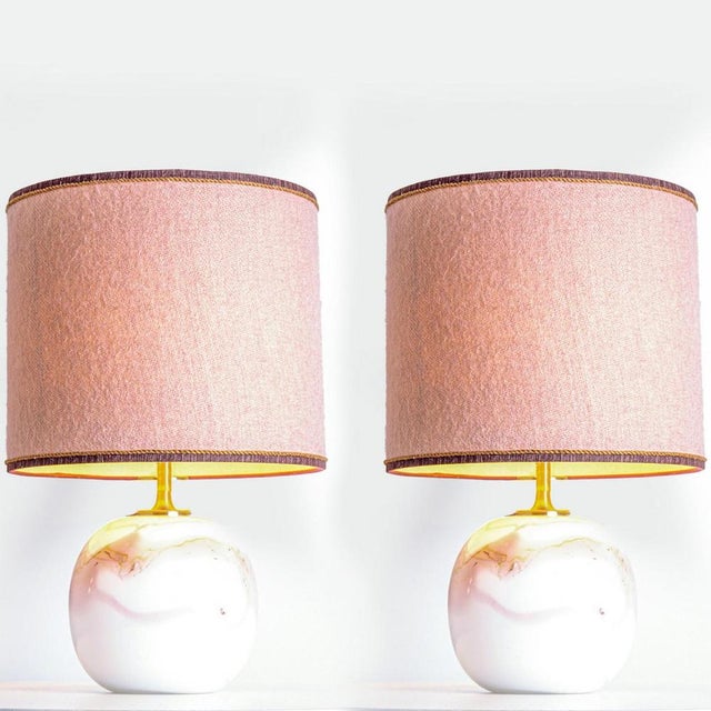 White and Pink Glass Table Lamp from Holmegaard, 1970s For Sale - Image 3 of 13