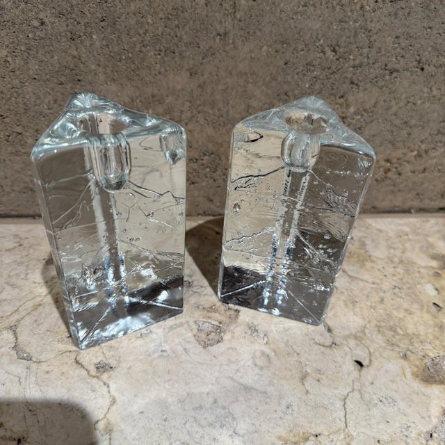 1970s Iittala Arkipelago Ice Block Candle Holders Timo Sarpaneva Finland For Sale In San Diego - Image 6 of 6