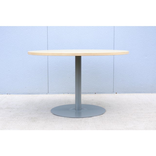 Contemporary Haworth Jive 48 in Round Veneer Top Conference Table/Cafe Table For Sale - Image 4 of 18