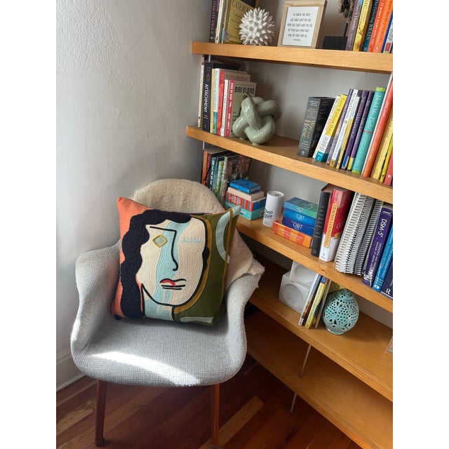 Global Views Veronica Pillow Hand Embroidered Abstract Portrait For Sale - Image 9 of 11