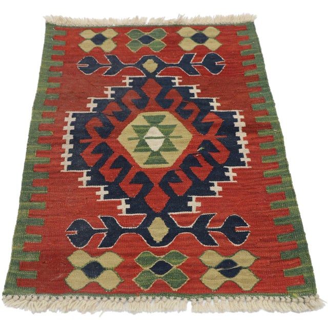 Tribal Vintage Persian Shiraz Kilim Rug - 01'11 X 02'10 For Sale - Image 3 of 9