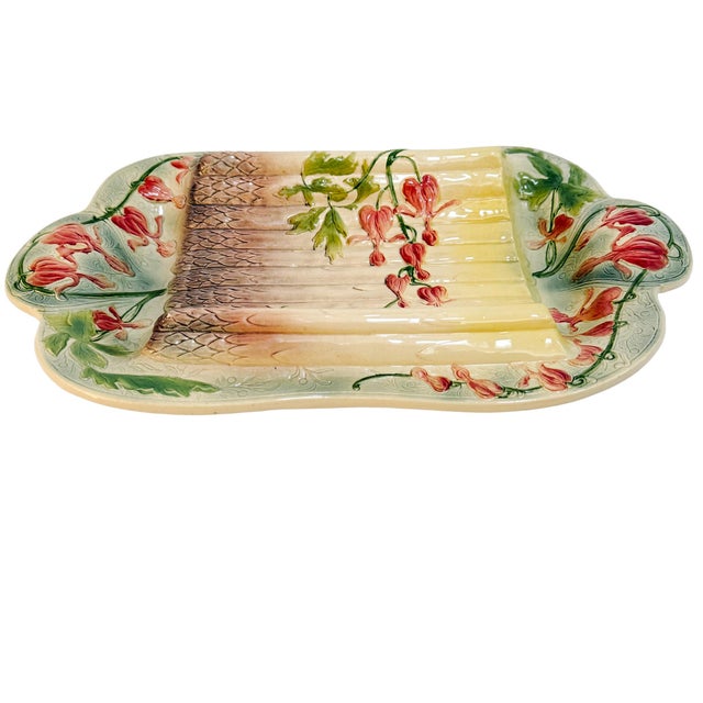 Antique French Majolica Asparagus Serving Platter by St. Clément For Sale In San Diego - Image 6 of 10