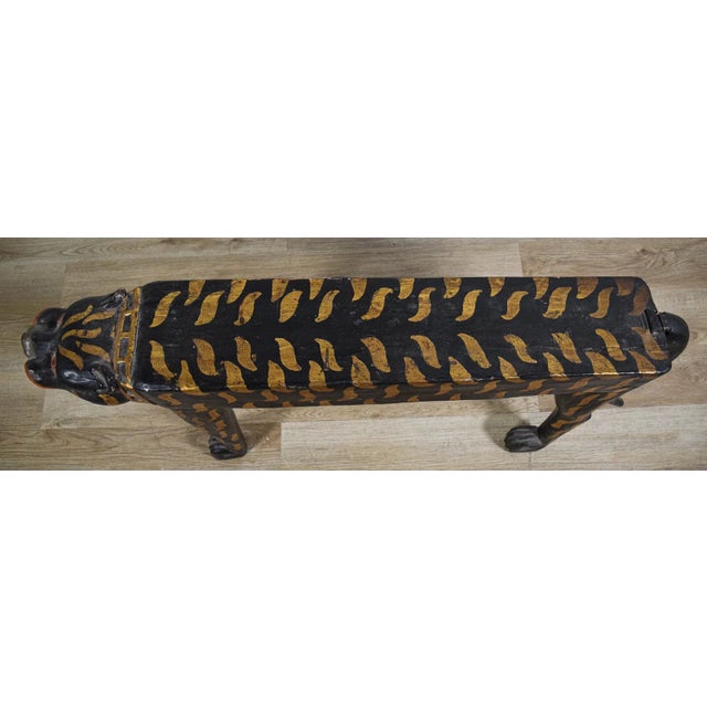 Mid-20th Century Hand-Carved Folk Art Cat Form Sculptural Bench For Sale - Image 4 of 10