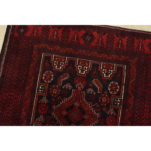 Baloch Rug 3’8” X 7′ Blue Wool Vintage Tribal Hand-Knotted Oriental Carpet For Sale In Philadelphia - Image 6 of 12