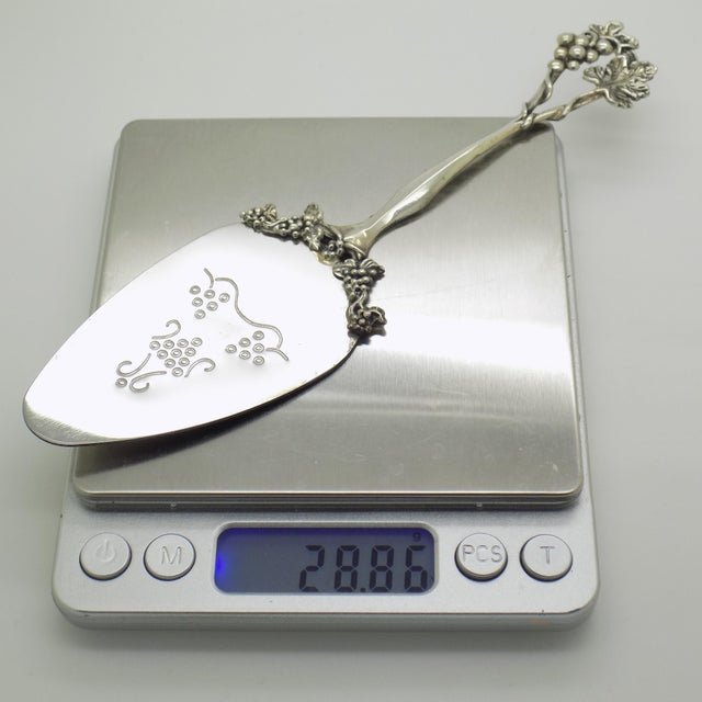 Vintage Italian Silver 800 Cake Server with Grape Design by Conti Marco, Arezzo, 1970s For Sale - Image 10 of 13