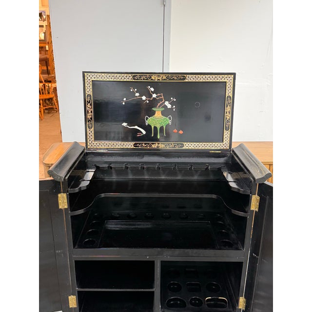 Lacquered Chinoiserie Dry Bar, Vintage For Sale - Image 10 of 12