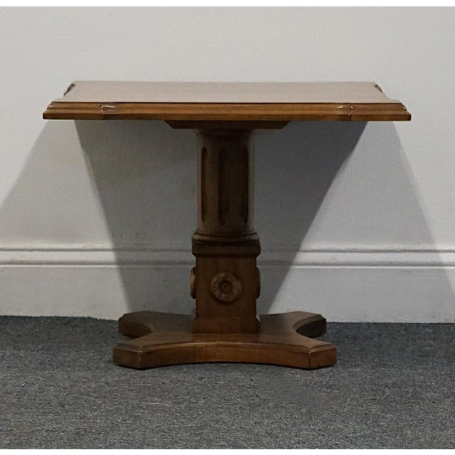 Wood Davis Cabinet Co. Solid Cherry Italian Mediterranean Style 21" Square Accent Pedestal Bunching End Table 855 For Sale - Image 7 of 9