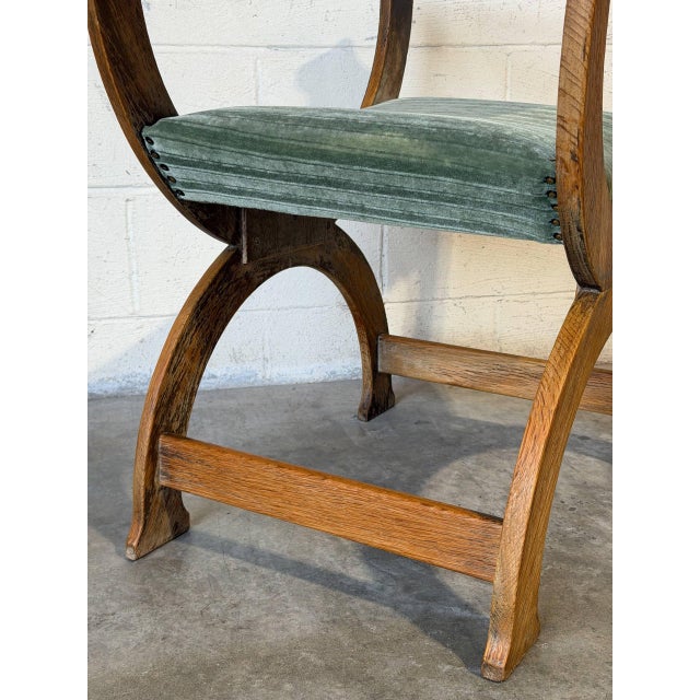 In Style of Henning Kjærnulf Brutalist Oak Kurul Armchair Danish Mid-Century Modern 1960s For Sale - Image 10 of 11