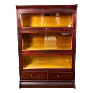 Antique Hale 3 Stack Mahogany Barrister Bookcase With Drawers For Sale