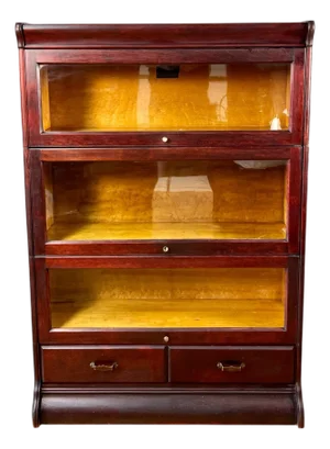 Antique Hale 3 Stack Mahogany Barrister Bookcase With Drawers