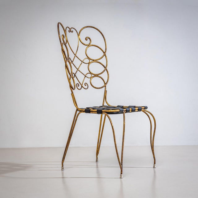 1950s Pair of Metal Side Chairs by Gio Ponti for Casa E Giardino, Italy, 1950s For Sale - Image 5 of 11