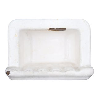 Antique Enameled Cast Iron Bathtub Recessed Soap Dish For Sale