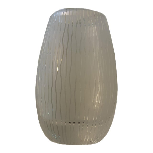 Vintage Penelope Wurr Signed and Numberedj Studio Glass Ovoid Geometric Vase—8” For Sale