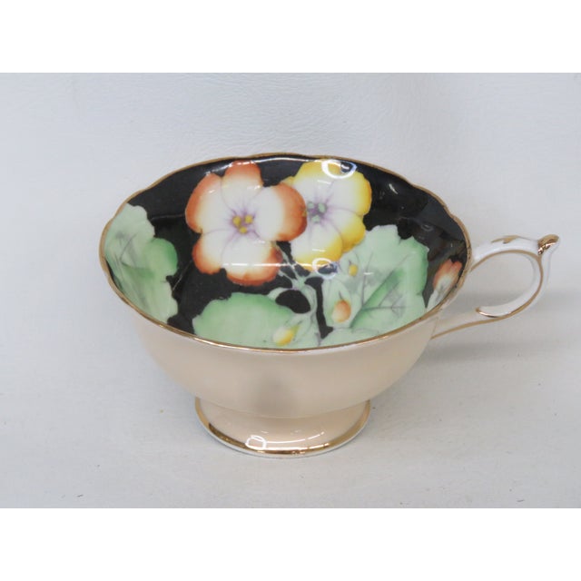 Black Vintage Paragon Fine Bone China Nasturtium Black Floral England Tea Cup 4697b For Sale - Image 8 of 11