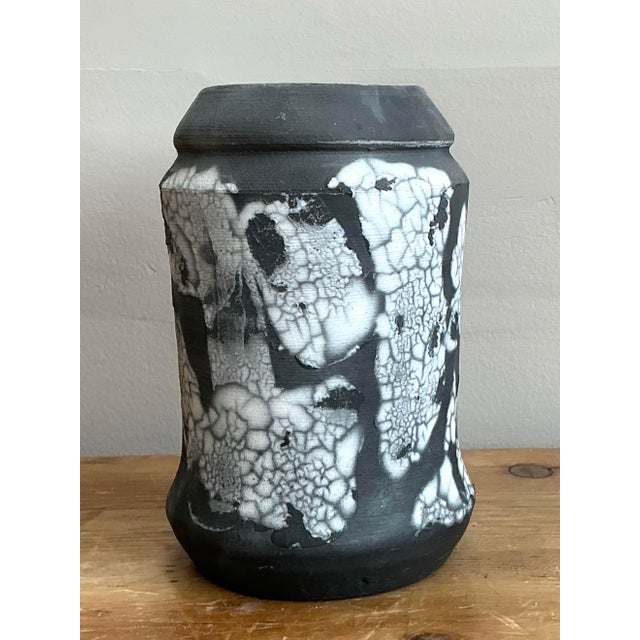 Vintage Original Raku Fired Pottery Vase For Sale - Image 12 of 12