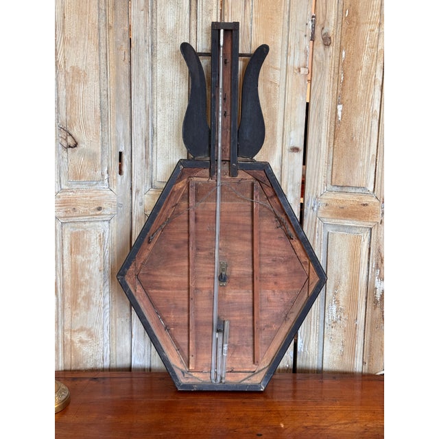 19th Century French Eglomise Barometer With Lyre-Form Thermometer For Sale - Image 11 of 11