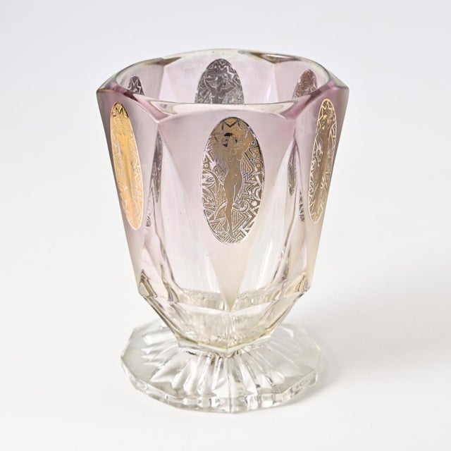 Art Deco Golden Medallion Glass Vase, 1930s For Sale - Image 4 of 9
