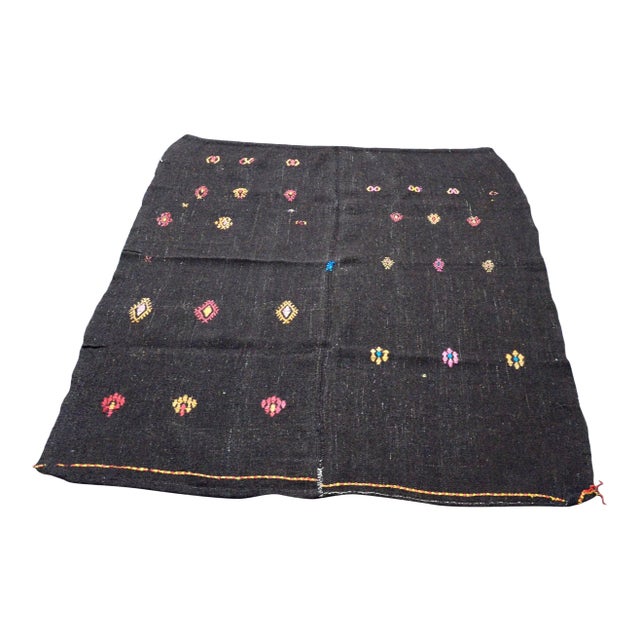 1960s Vintage Turkish Black Kilim Rug For Sale