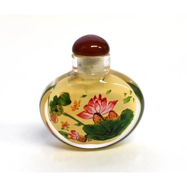 Yellow Lotus Reversed Painted Snuff Bottles - Set of 3 For Sale - Image 8 of 13