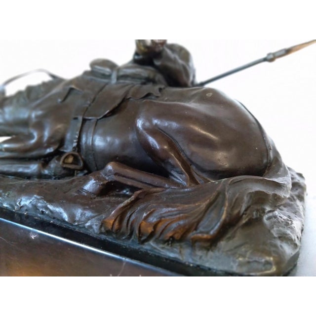 Late 19th Century Antique Patinated Bronze Sculpture of a Cossack and Fallen Horse After Evgeny Lanceray For Sale - Image 5 of 7