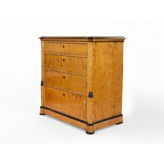 Biedermeier Chest of Drawers with Maple and Ebonized Accents, Austria For Sale - Image 5 of 9