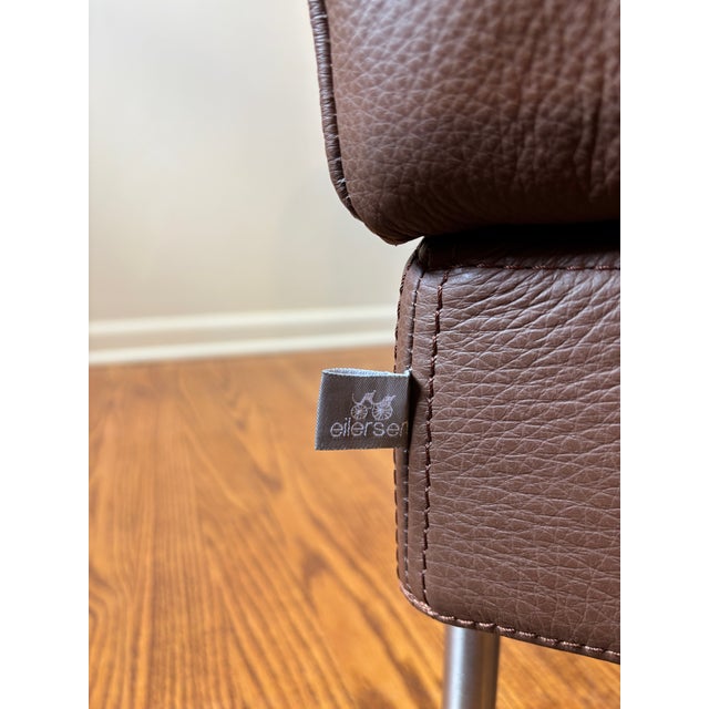 Eilersen Premium Leather High Back Funen Chair and Ottoman For Sale In Chicago - Image 6 of 13