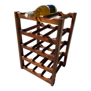 Vintage Mid Century Modern Solid Walnut Wine Rack 15 Bottle