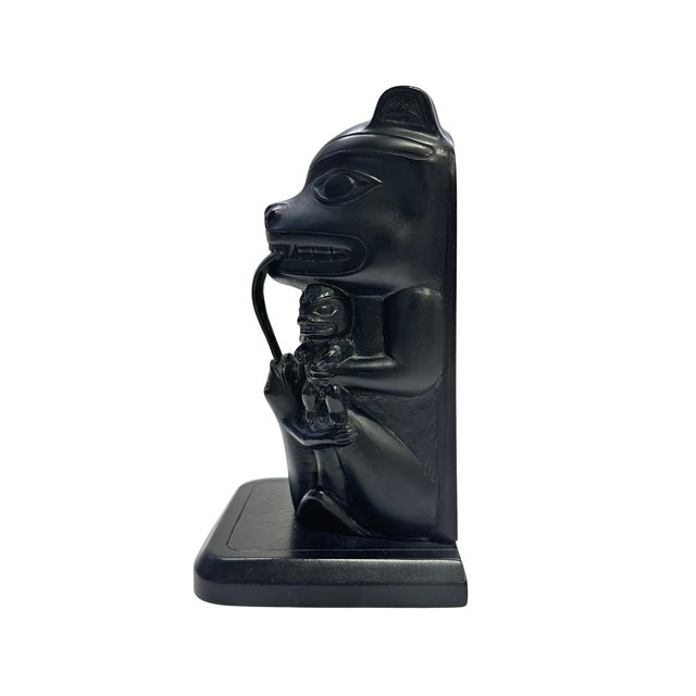 Vintage Boma Hand-Carved Black Totem Pole Sculpture For Sale - Image 4 of 7