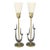 1970s Pair of Tall Mid-Century Modern Table Lamps, Biomorphic Design and Decorations, Glass Shades For Sale
