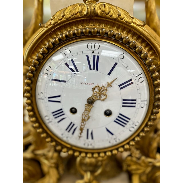 Gilt Bronze & Marble Louis XVI Style Mantel Clock For Sale - Image 4 of 7