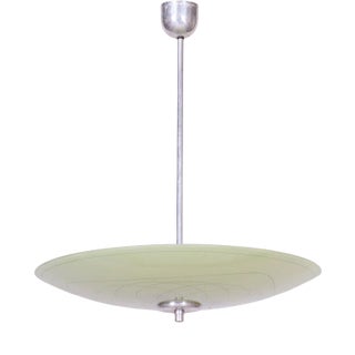 Glass & Chrome Hanging Light, 1950s For Sale