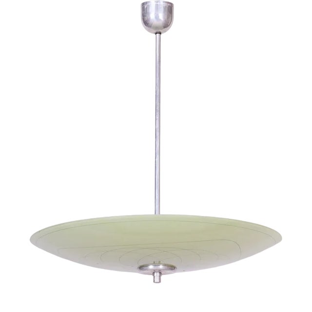 Glass & Chrome Hanging Light, 1950s For Sale