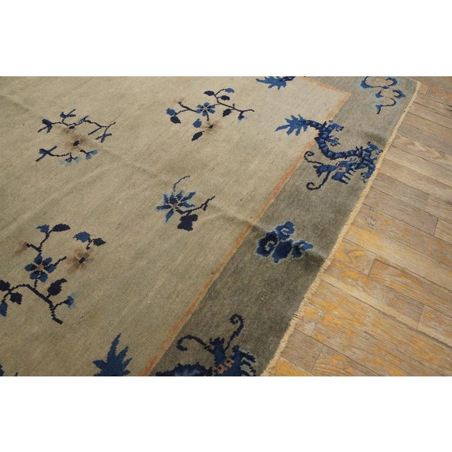 Textile 1920s Camel Dragon Floral Antique Chinese Peking Carpet 5' X 7'8" Handknotted Wool Rug For Sale - Image 7 of 12