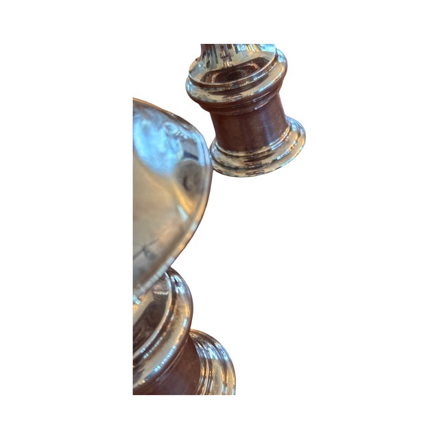 Monumental Silverplate Candlesticks Oversized Heavy Pair Classical Form For Sale In West Palm - Image 6 of 13