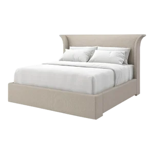 Flared Modern Fully Upholstered King Bed - Oatmeal