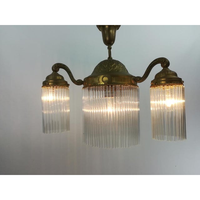 1940s Viennese 3-Armed Chandelier with Glass Rods For Sale - Image 5 of 11