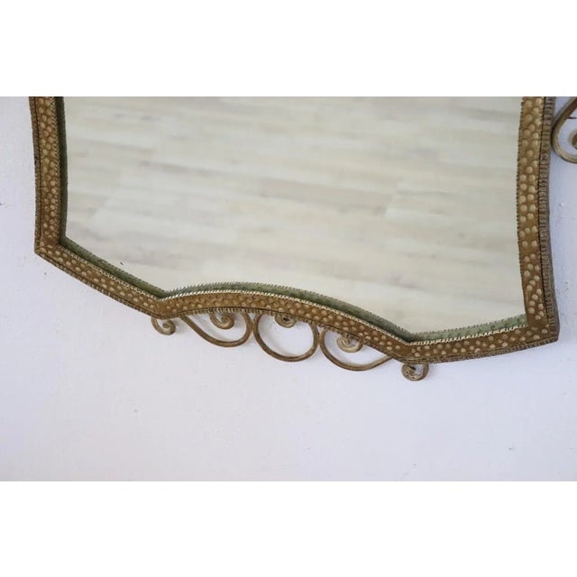 Vintage Gilded Iron Wall Mirror, 1950s For Sale - Image 3 of 11