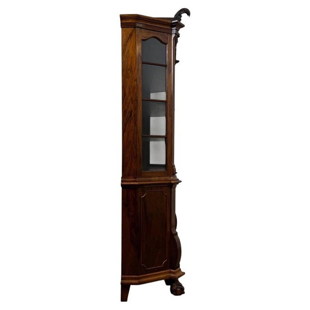 Metal Antique Dutch Walnut Display Cabinet Vitrine with Glazed Doors For Sale - Image 7 of 12