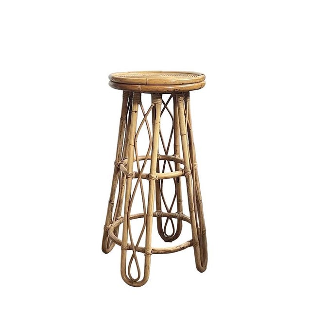 Vintage Sculptural Rattan Bar Stool, Japan, 1970s For Sale - Image 10 of 10