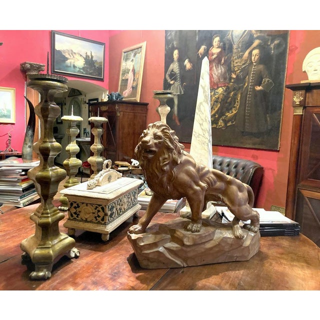 Italian Artist, Large Lion, 19th Century, Wood For Sale - Image 10 of 17