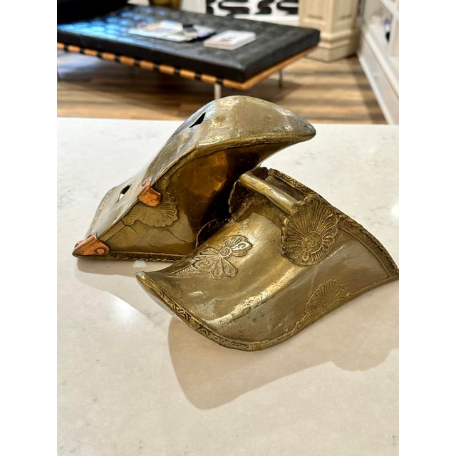 Rustic European Pair of Antique Brass Conquistador Style Stirrup Slippers For Sale - Image 3 of 13