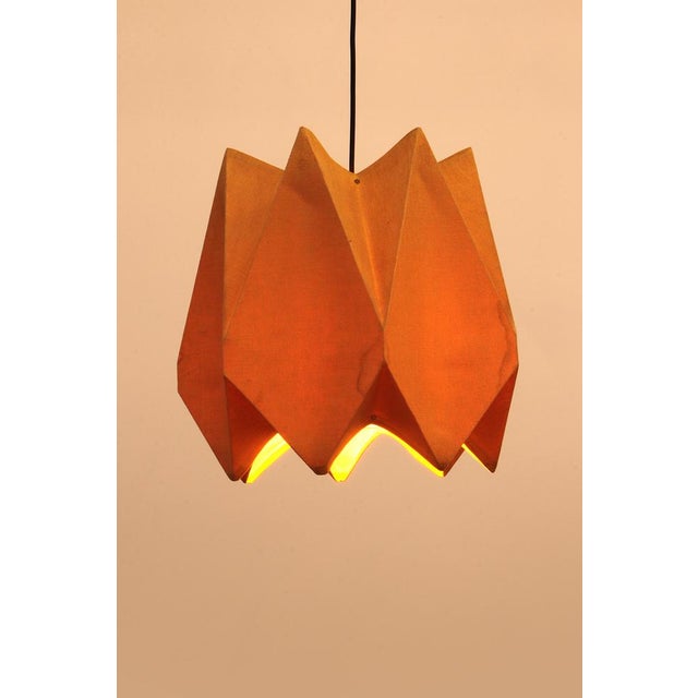 1960s Orange Vintage Fabric Hanging Lamp, 1960s For Sale - Image 5 of 14