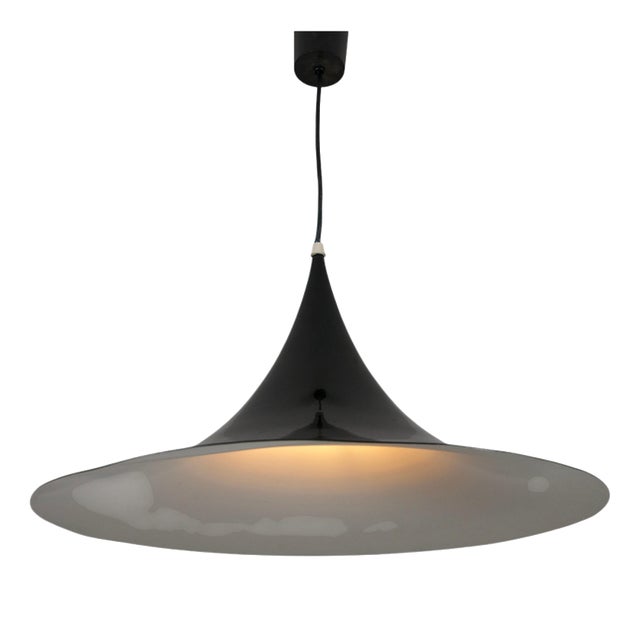 Black Round Pendant Lamp from Fog & Mørup, 1970s For Sale