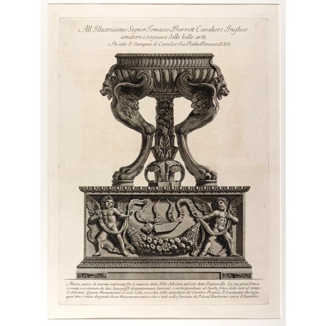 Giovanni (Cavalier) Battista Piranesi Giovanni Battista Piranesi Engraving of an Ancient Marble Urn For Sale - Image 4 of 8
