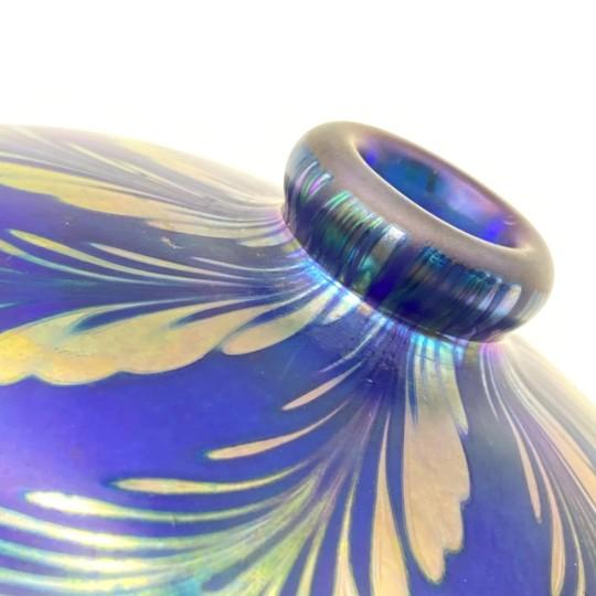 Glass Steven Correia 1987 Pulled Feather Art Glass Perfume Bottle (Cobalt, Signed, Dated) For Sale - Image 7 of 12