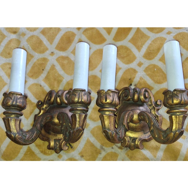 Rara Pair 19thc French Antique Louis XV Manor style Carved Giltwood Wall Sconces. This pair is extraordinary! stunning...