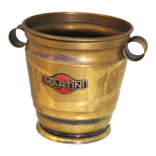 Nickel-Plated Brass Martini Ice Bucket with Original Logo For Sale